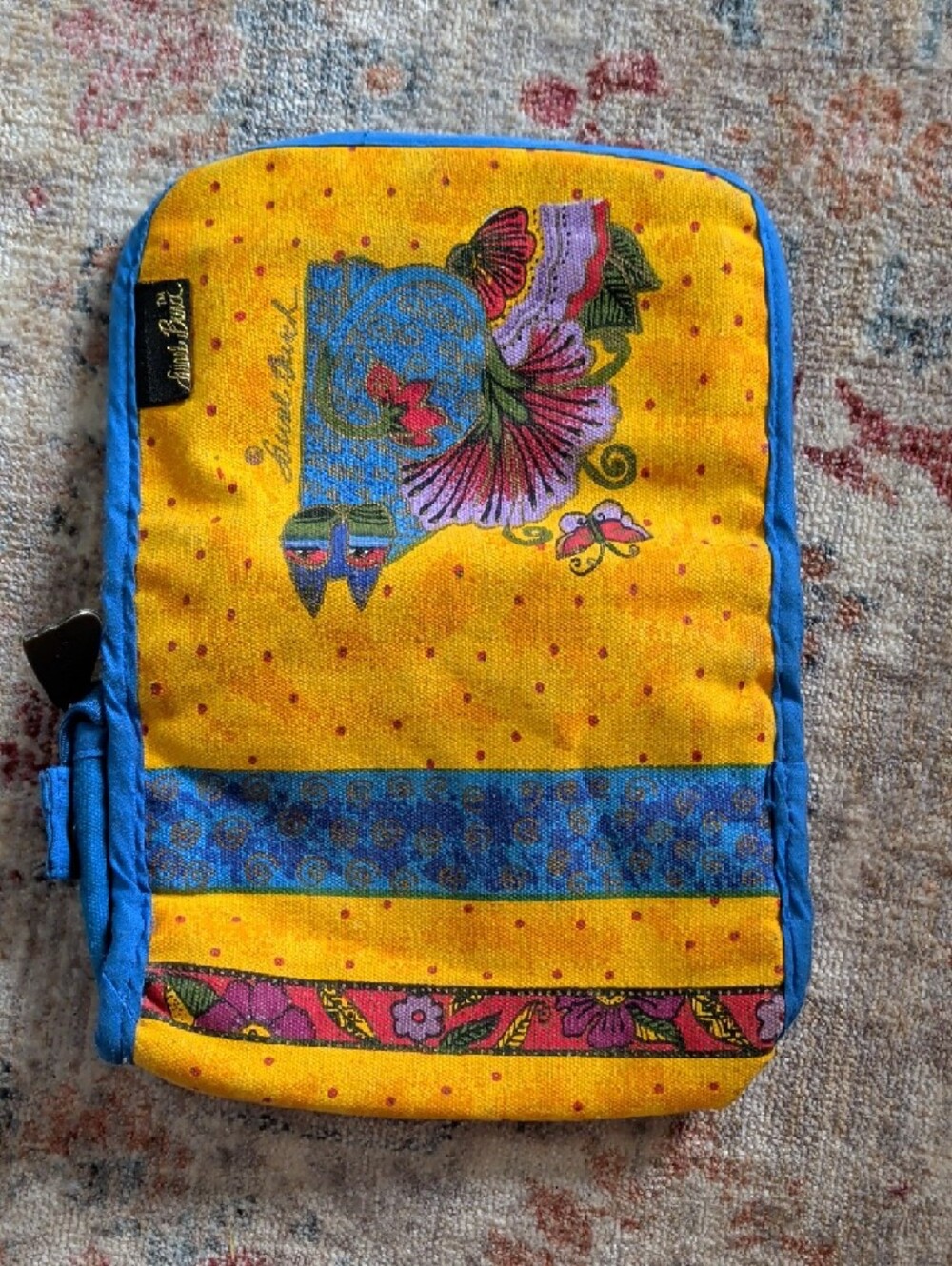 Laurel Burch Cat & Floral Zip Pouch With Mirror - Picture 3 of 5
